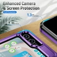 thumbnail image 4 of Cowithday for Samsung Galaxy Z Flip 5 Case, 2 in 1 Hard PC + Soft TPU Back Shell Heavy Duty Military Drop Protection Rugged Dual Layer Shockproof Hybrid Case for Galaxy Z Flip 5, Purple+Black, 4 of 8