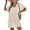Beige, variant on Swimsuit Coverup for Women Waffle Knit V Neck Short Sleeve Beach Coverup Dress with Pockets