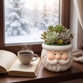thumbnail image 3 of 2026 Christmas Indoor Home Decor Snowman And Santa Claus Themed Resin Planter Ornament, 3 of 6