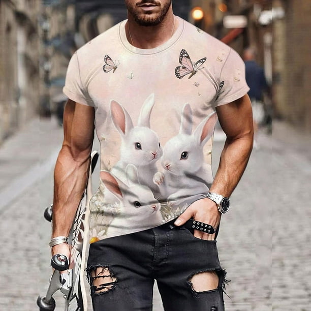 Tops para hombre, blusas y camisas de manga corta con cuello redondo para hombre, jersey informal con cuello redondo y estampado de Pascua para hombre, camisetas deportivas de manga corta, blusas de p