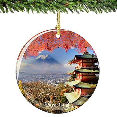 City-Souvenirs Tokyo Japan Christmas Ornament Porcelain 2.75' Double Sided with Pagoda