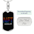 thumbnail image 2 of NFT Hodler Crypto Stainless Steel or 18k Gold Premium Swivel Dog Tag Keychain, 2 of 8