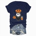 thumbnail image 5 of TOWED22 Halloween Shirts for Women Cute Ghost Shirt Fall Pumpkin Tshirt Crew Neck Graphic Tees Casual Short Sleeve Tops(Navy,3XL), 5 of 5