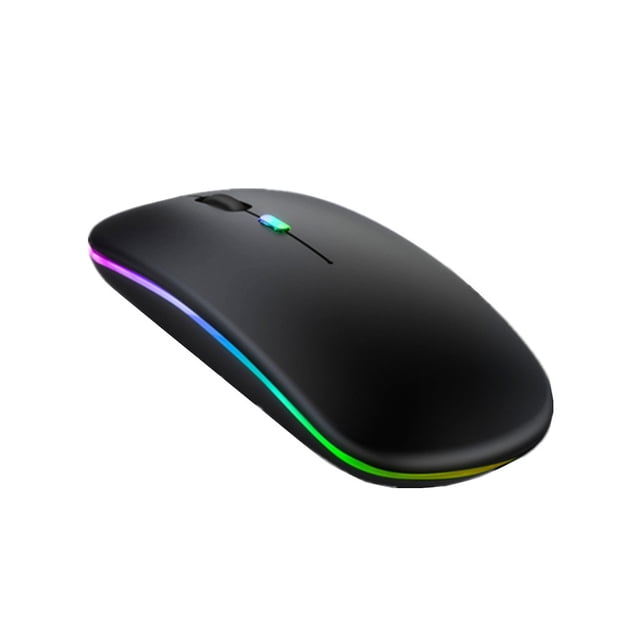 sweethay Ratón inalámbrico con ratón RGB compatible con Bluetooth Mute Click Pointing Device Suministros de oficina Accesorios para portátiles Videojuegos y accesorios Negro
