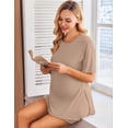 thumbnail image 3 of Ekouaer Women's Maternity Pajamas Sets 2 Piece Outfits Short Sleeve Shirts and Biker Shorts Pregnancy Loungewear Mama Clothes, 3 of 6