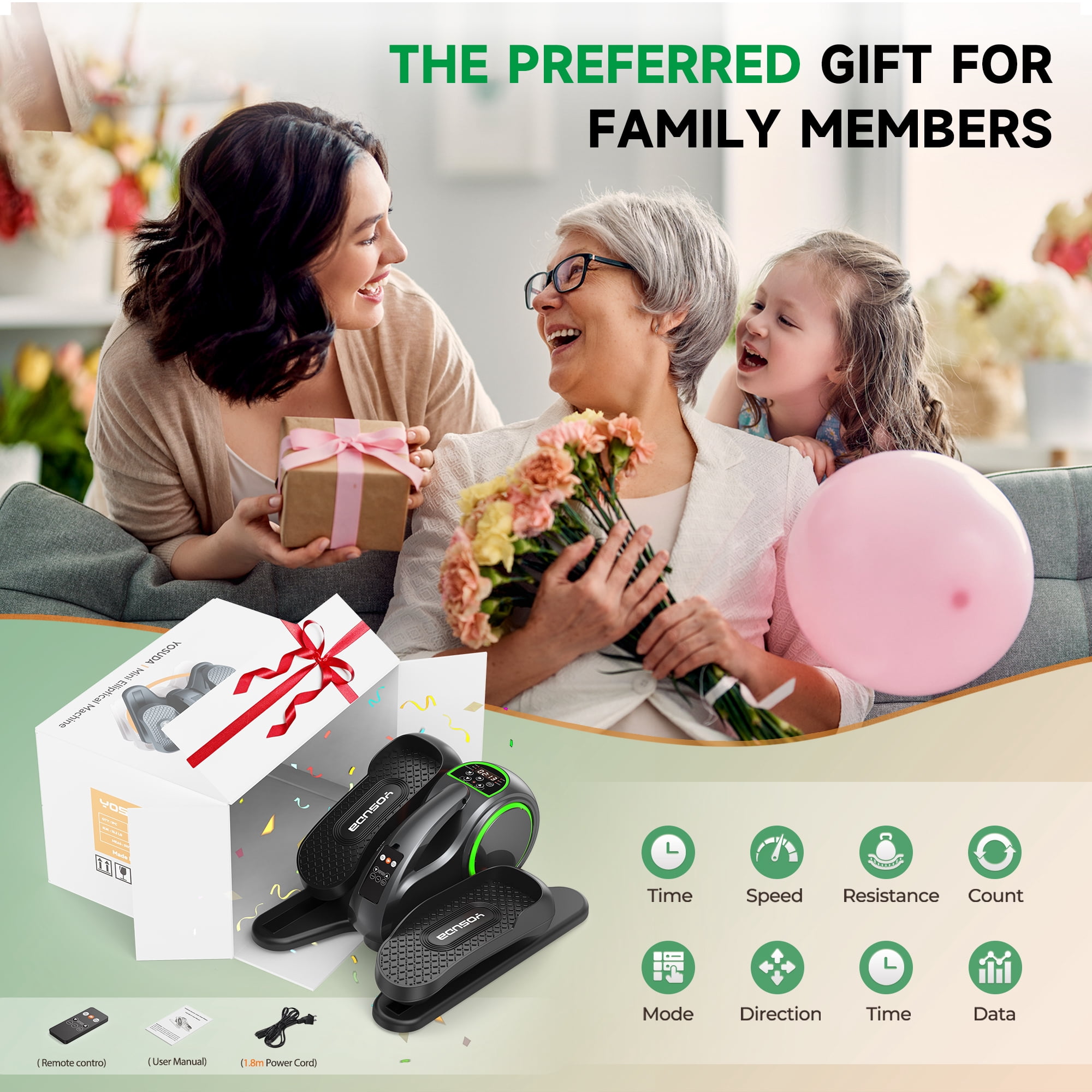 YOSUDA Under Desk Ellipticals Electric, Elipse Leg Exerciser for Seniors Fully Assembled, Seated Pedal Exerciser with Remote Control & Non-Slip Pedals