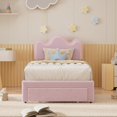 thumbnail image 6 of Twin Bed Frame with Adjustable Upholstered Headboard, Girls Platform Bed Frame with Storage Drawers Princess Bed Frame for Girls, Pink  ﻿, 6 of 8