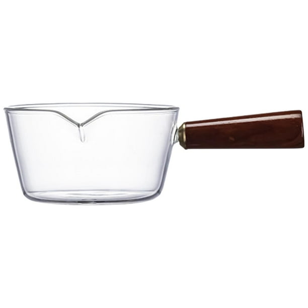 Olla de vidrio para cocinar, taza de vidrio para salsa, olla de leche resistente al calor para chocolate, cocina 400 ml