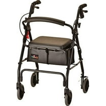 NOVA GetGo Classic Rollator Walker Standard Size, Rolling Walker for Height 5'4" - 6'1", Seat Height is 22.25 Inch, Color Black