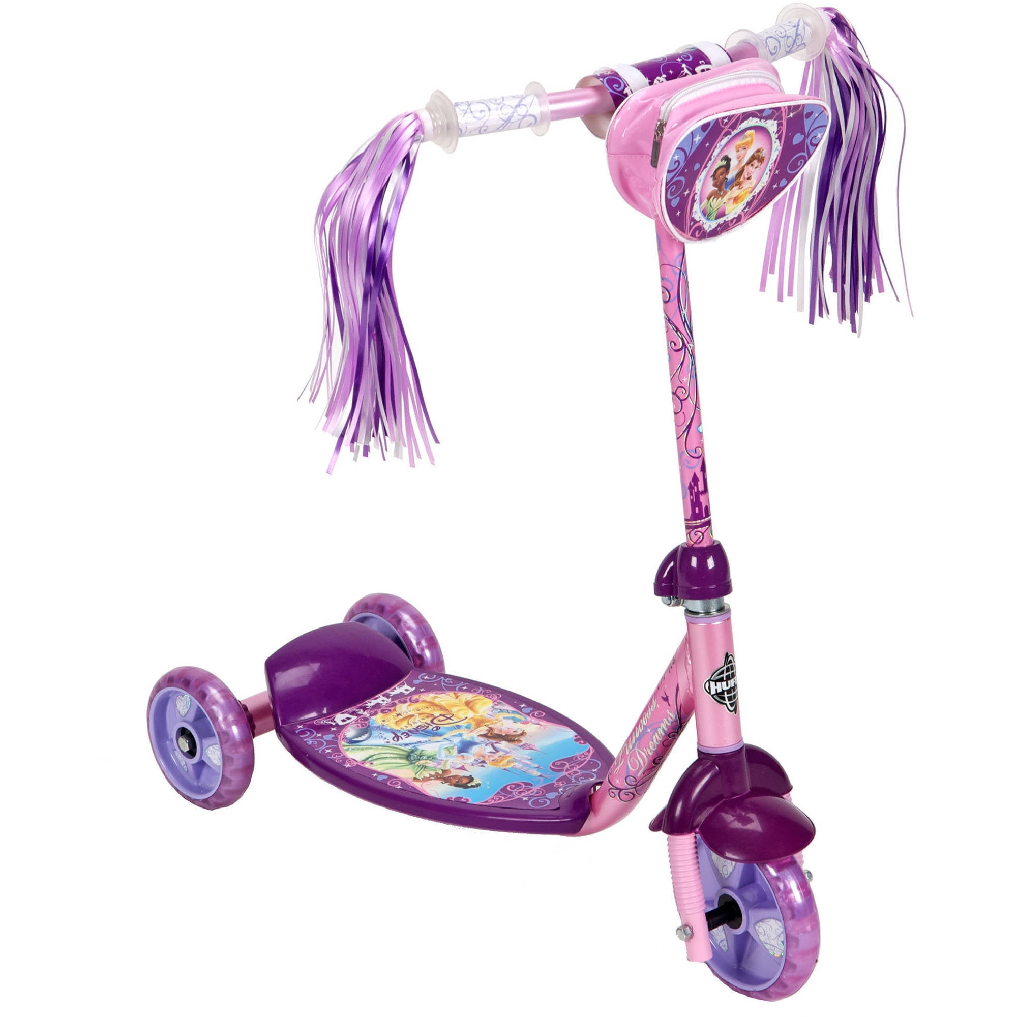 Huffy Disney Princess 3 Wheel Preschool Scooter, Pink/Purple