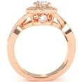 thumbnail image 3 of Three Stone White Topaz Diamond Peekaboo Halo Engagement Ring In 14k Rose Gold, 3 of 6