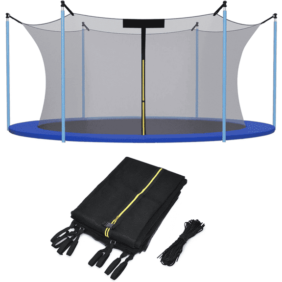 Trampoline Net, 12FT Round Trampoline Safety Net for 6 Sraight Poles, Trampoline Replacement Enclosure Net for 12FT, Weather Resistant, Tear-Proof, NET ONLY