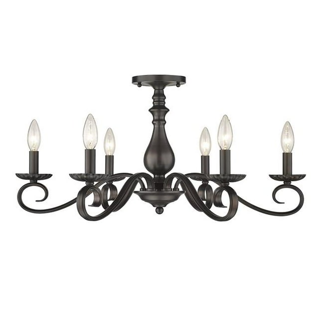 Golden Lighting 3712-6SF RBZ Larrick 6 Light Semi-Flush, Rubbed Bronze - Large