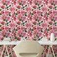 thumbnail image 2 of Ambesonne Rose Print Peel & Stick Wallpaper for Home, Romantic Blooms Print, 13"x36", Jade Green Pastel Pink, 2 of 5