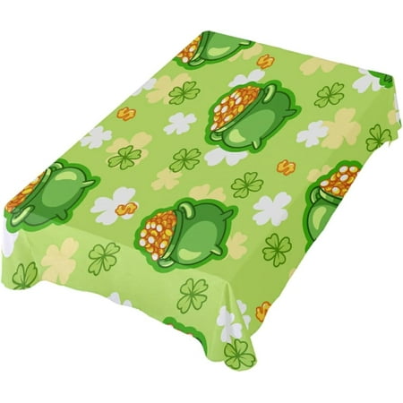 

Hidove Clover and Gold Coins Rectangle Tablecloth St. Patrick s Day Kitchen Decoration Dinner Rectangular Table Cover for Party Holiday Hotel BBQ-Machine Washable 54x72In