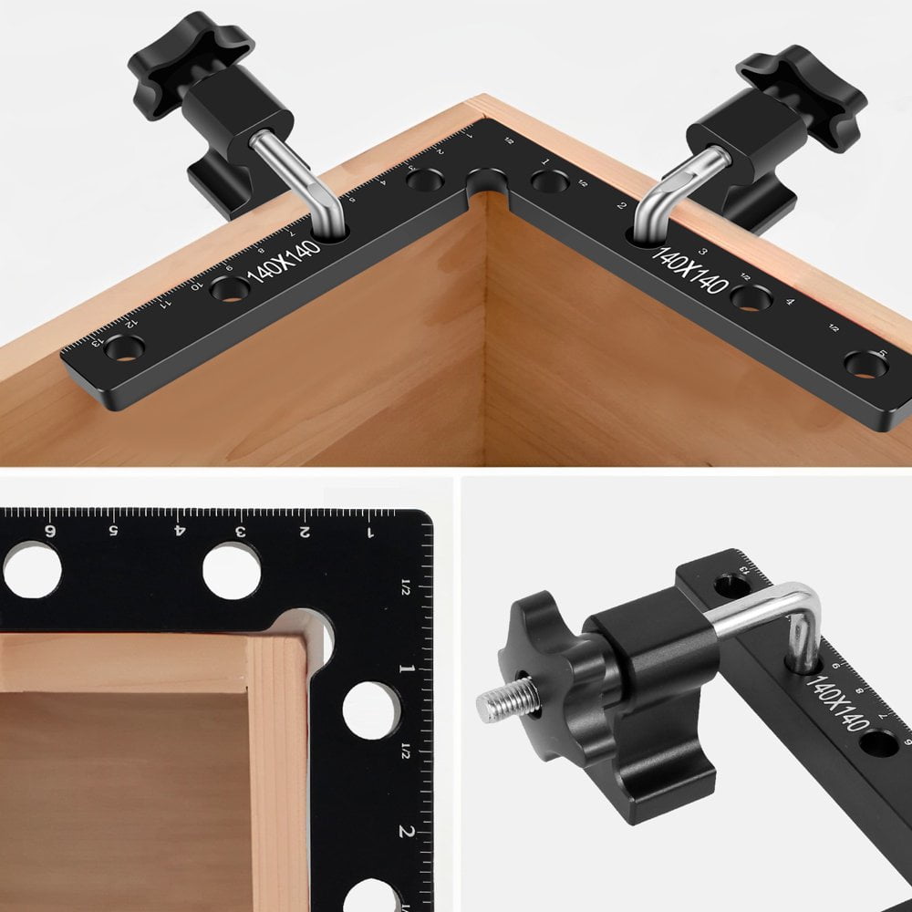 Pinces D'angle Pour Bois - Lot De 4 - Angle 90° - En Alliage D'aluminium - Pour Cadres, Boîtes, Armoires - Épaisseur Max Bois 60 Mm