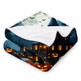 thumbnail image 2 of SPXUBZ Halloween Haunted House Throw Blanket 50x60 Inch, Spooky Holiday Design Soft Fleece Blanket, Cozy Seasonal Home Decor 80"x60", 2 of 5