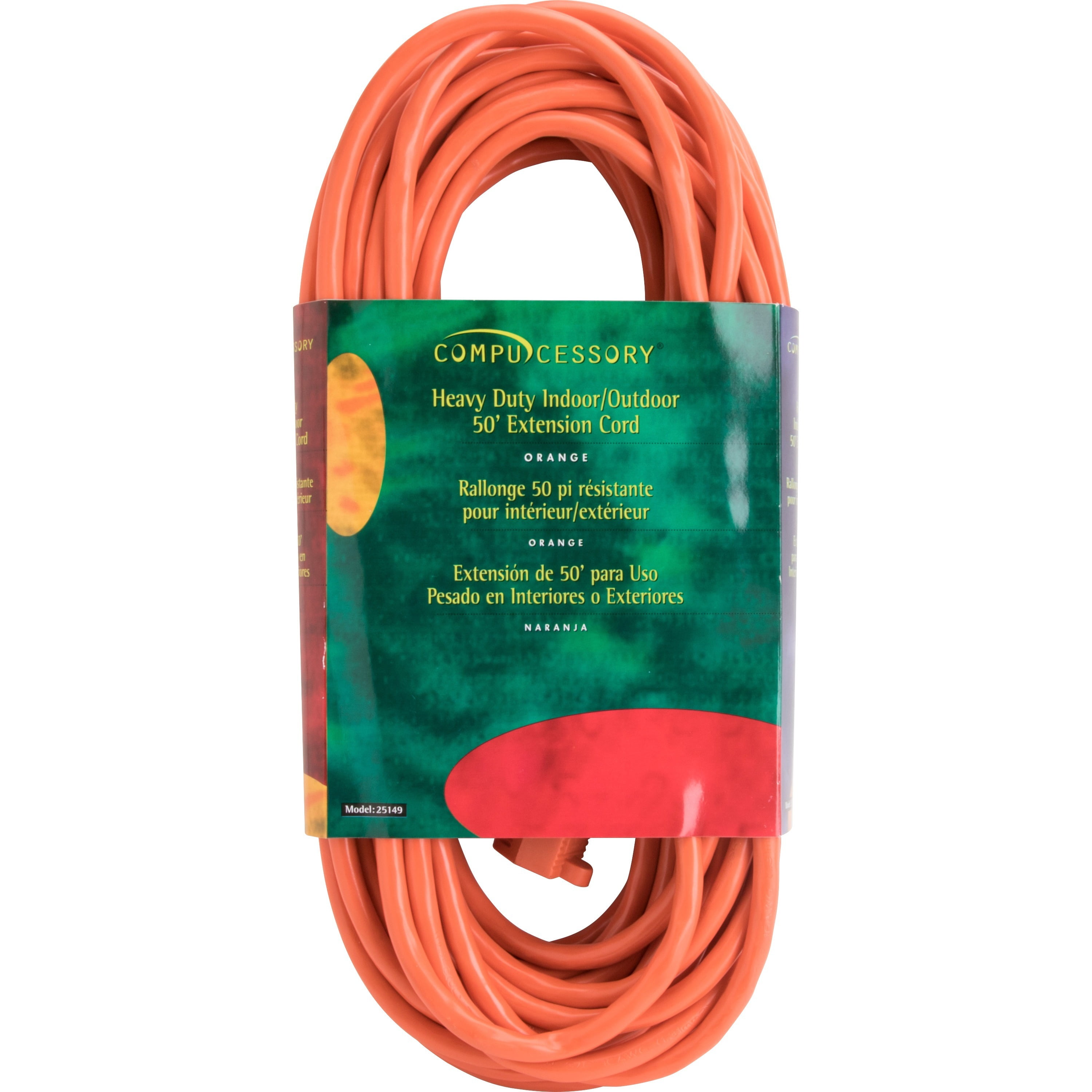 Compucessory, CCS25149, Heavy-duty Indoor/Outdoor Extsn Cord, 1, Orange