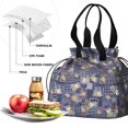 thumbnail image 4 of Pioneer Flower Floral Print Pattern Drawstring Lunch Bag Women - Drawstring Lunch Bag Insulated for Work Office - Stain-Resistant Large Lunchbags for Women with Multi-Pockets, 4 of 6