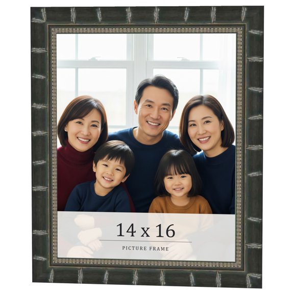14x16 Frame Black Bamboo Solid Wood Picture Frame Width 1.5 Inches | Interior Frame Depth 0.5