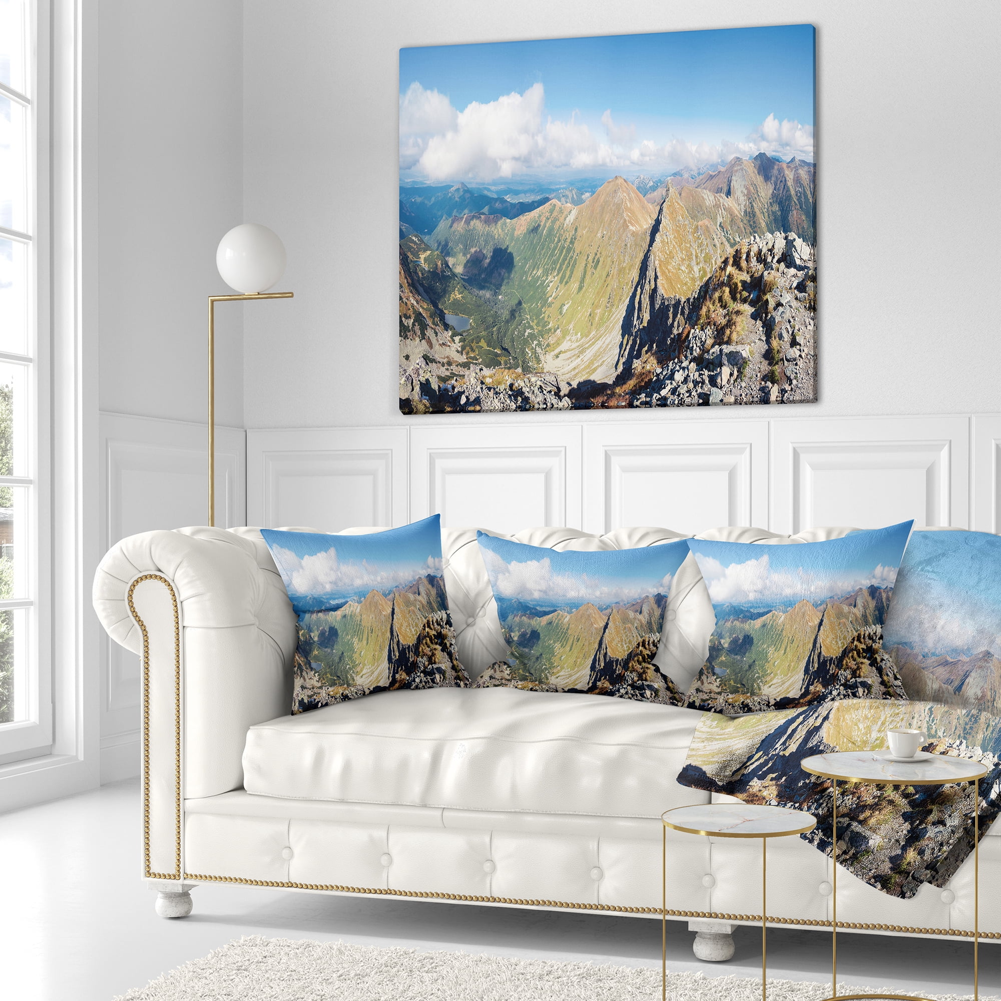 Designart Ostry Rohac and Volovec at Tatras - Landscape Printed Throw Pillow - 16x16