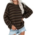 thumbnail image 4 of MYAOYI Womens Oversized Striped Sweater Crew Neck Drop Shoulder Knit, 4 of 8