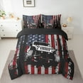 thumbnail image 2 of Manfei Rustic Truck Adult Bedding Comforter Set 7-Piece, Vintage US Flag King Bedding Sets, Stripes Geometric Reversible Bed Sheets, Microfiber Bedroom Decor, 2 of 7