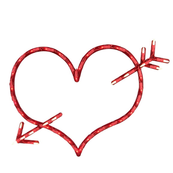 18" Lighted Valentine's Day Heart with Arrow Window Silhouette