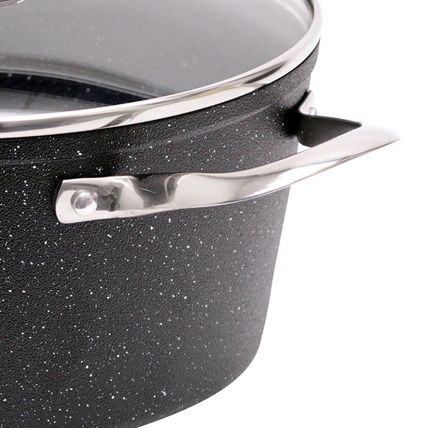 THE ROCK by Starfrit 6-Qt. Non-Stick Aluminum Stockpot/Casserole with Glass Lid & Stainless Steel Handles, 060317-002-0000