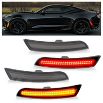 Kojem Side Marker Lights for 2016-2024 Chevy Chevrolet Camaro LS LT SS ZL & 2014-2019 Cadillac CTS ATS Front & Rear Bumper Fender Lamp Smoke Lens 4Pcs Replacement for GM2550200 GM2551200