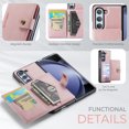 thumbnail image 2 of Allytech 2 in 1 Detachable Wallet Case for Samsung Galaxy Z Fold5, [Support Wireless Charging] [4 Card Slots & 2 Cash Pocket], Retro PU Leather Magnetic Closure Shockproof Anti-Drop Slim Case, Pink, 2 of 8