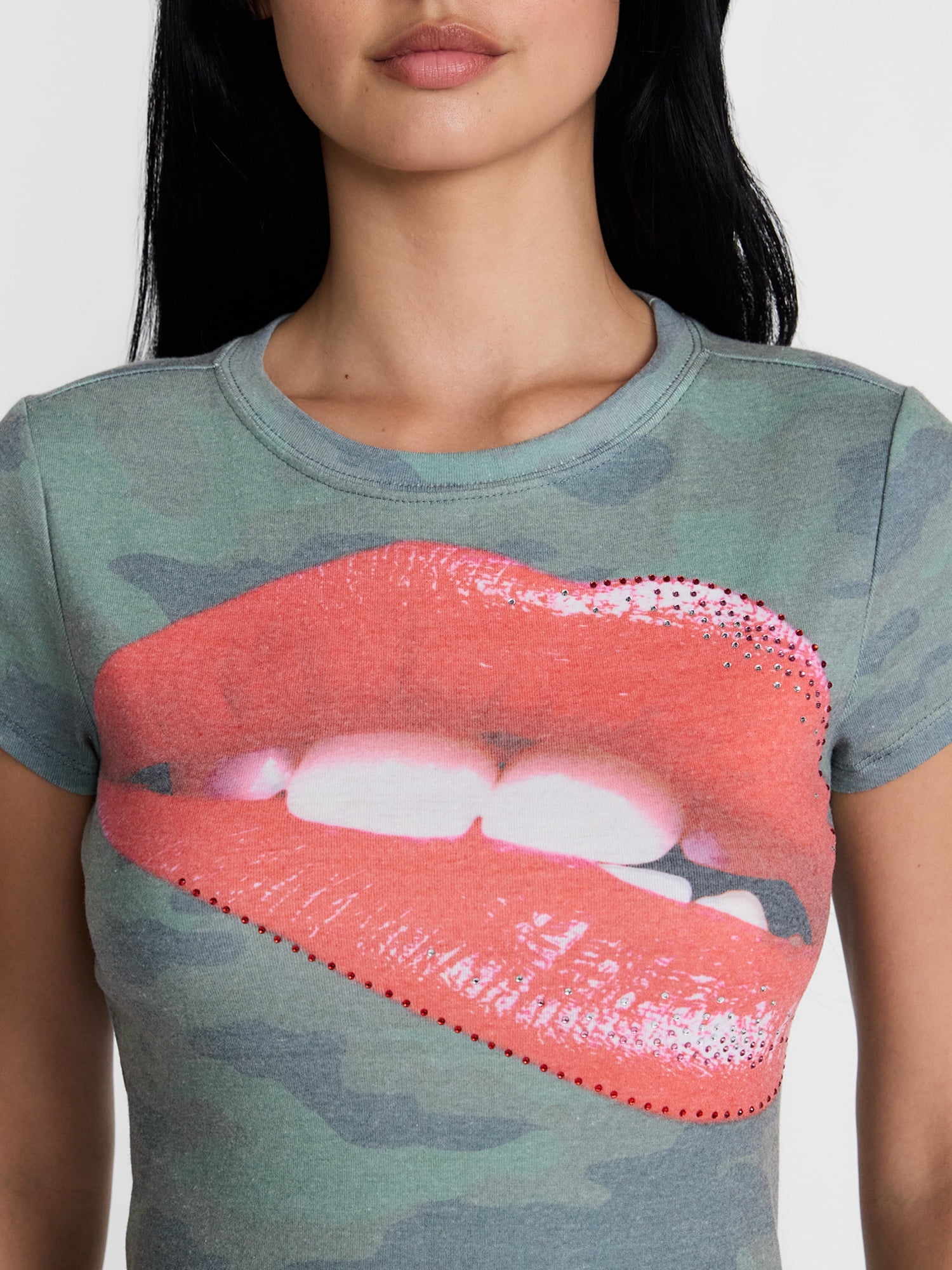Madden NYC Women's Studded Graphic Tee with Short Sleeves, Sizes XXS-XXL