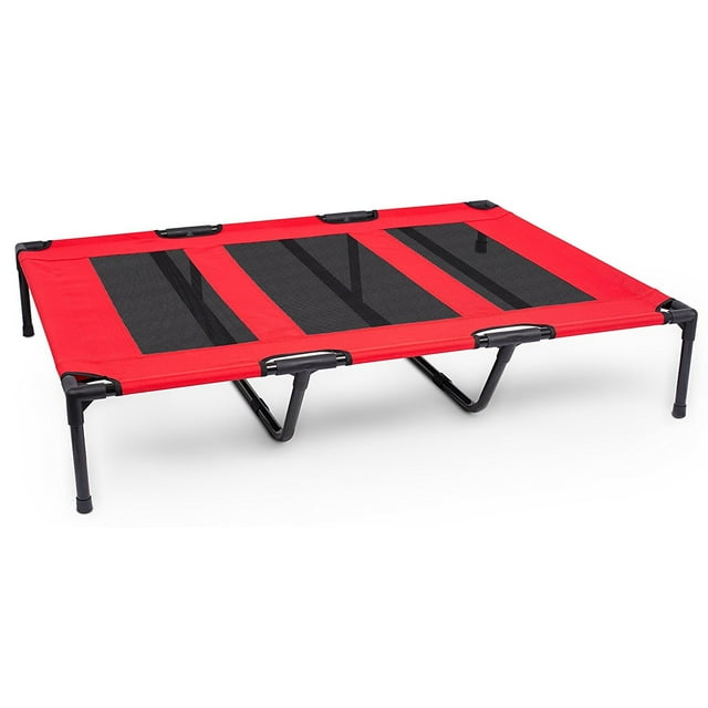 Internet's Best Lit pour Chien - 48 x 36 - Lit Surélevé pour Chien - Maille Respirante Fraîche - Utilisation Intérieure Ou Extérieure - Grand - Rouge