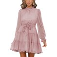 thumbnail image 1 of Vestido de mujer suave, cintura alta, manga larga, volantes, transpirable, vestido de moda con pretina, 1 of 5