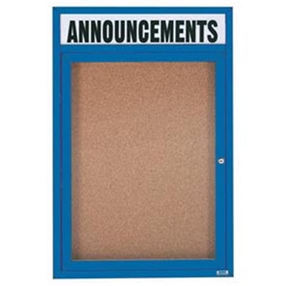 Aarco Products DCC4836RHB 36 in. W x 48 in. H Enclosed Aluminum Bulletin Board with Heater - Blue