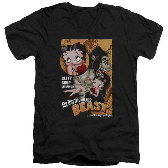 Betty Boop - Boyfriend The Beast - Slim Fit V Neck Shirt - Small