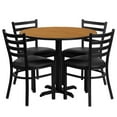 thumbnail image 3 of Emma + Oliver 36RD Natural Table Set-X-Base & 4 Ladder Back Chairs,Black Seat, 3 of 4