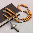 thumbnail image 5 of Black Handmade Wood Beads Rosary Necklace For Women Men Christian Cross Virgin Mary Crucifix Pendant Chain Religion Jewelry, 5 of 5