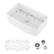 Fireclay 33" L X 20" W Farmhouse Arch Edge Apron Front Single Bowl Kitchen Sink
