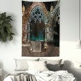 thumbnail image 3 of Gothic Tapestry, Mystical Patio with Enchanted Wishing Well Ivy on Antique Gateway to Magical Forest, Wall Hanging for Bedroom Living Room Dorm Decor, 60W X 80L Inches, Grey Teal, by Ambesonne, 3 of 5