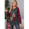 thumbnail image 2 of ABPHQTO Top de manga larga con estampado navideño a cuadros rojos para mujer, 2 of 5