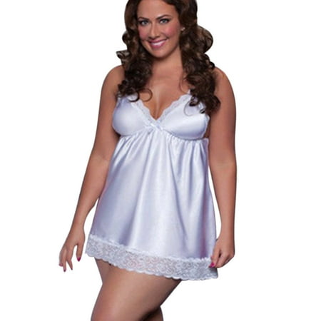 

Follure Lingerie Pajama Sets for Women Plus Size Lace Sleepwear Temptation Babydoll Nightdress Underwear
