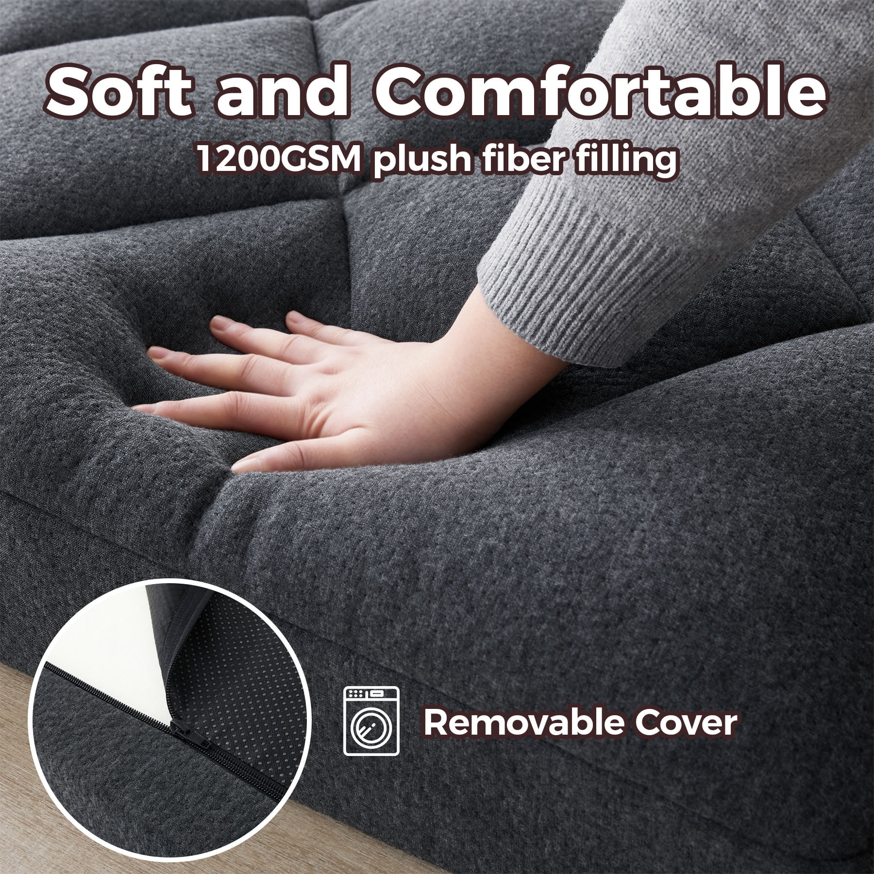 Jamdok 4" Twin Size Pillow Top Futon Mattress,Memory Foam, Roll Up Floor Mattress for Sleeping,Guest Bed with Removable Cover, 75×38×4 Inches