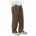 thumbnail image 1 of Unisex Solid Color Drawstring Track Pants Cozy Corduroy Straight Leg Loungewear, 1 of 6
