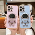 thumbnail image 3 of for iPhone 11 Pro Max Case ,Pasteable Hidden Astronaut Kickstand Stand ,Upgrade Gold Trim Shockproof Corners Bracket Cover Cute for Women Men for iPhone 11 Pro Max Case (for iPhone11ProMax,purple), 3 of 9