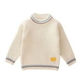 thumbnail image 4 of Hessimy Kids Cardigan Long Sleeve Solid Color Button Sweater Girls Boys Crew Neck Winter Warm Sweater Button Cardign Pullover Knit Outerwear Lightweight (Beige,12-18 Months), 4 of 6