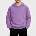 thumbnail image 2 of DJDLJWCJ Teen Boys Solid Color Hoodie (1-15) Lightweight Long Sleeve Pullover Sweatshirt for Boys Stretch Soft Comfy School Sweatshirts Purple Size 14, 2 of 9