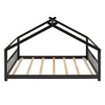 thumbnail image 5 of Leumius Full Size Wood House Bed for Kids,Montessori Floor Bed Frame with Headboard and Footboard,Playhouse Bed for Girls Boys(Full, Espresso), 5 of 8