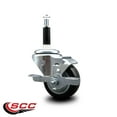 thumbnail image 2 of 3 Inch Black Poly Swivel 7/8 Inch Expanding Stem Caster with Brake SCC, 2 of 2