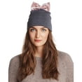 thumbnail image 2 of Federica Moretti Women’s Knit With Velvet Bow Caps, Gray, 2 of 3